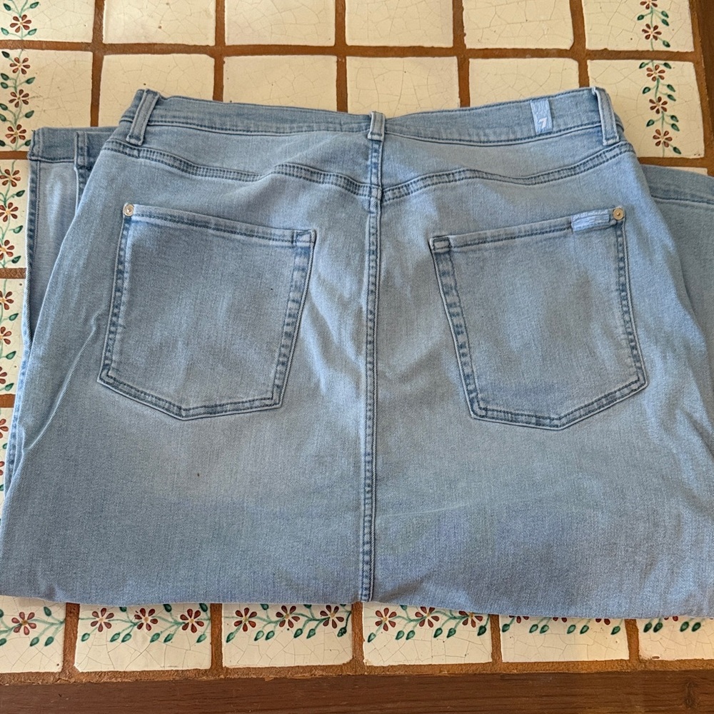 7 for all Mankind denim midi skirt